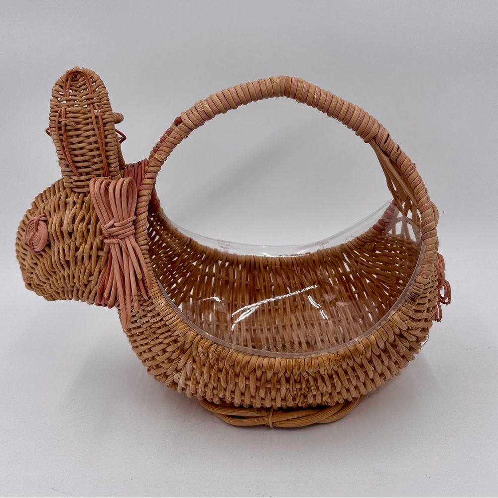Vintage Handwoven 1989 Wicker Bunny Basket